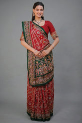 Maroon Gaji Silk Traditional Gharchola with Contrast Pallu and Border