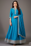 Sky Blue Art Silk Sequin Embroidery Worked Anarkali Suit - blue silk saree embroidery