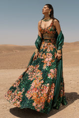 Green Velvet Designer Sequinned Lehenga