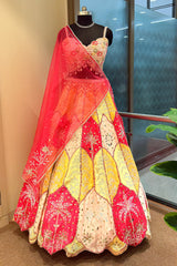 Multi Colored Silk Embroidered and Mirror Worked Lehenga