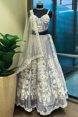 Lavender Purple Net Designer Lehenga with Corset