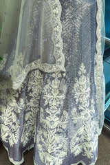 Lavender Purple Net Designer Lehenga with Corset