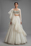 Pearl White Organza Lehenga with Stone Work and Attached Dupatta