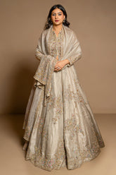 Sage Green Organza Zardosi and Embroidered Worked Lehenga
