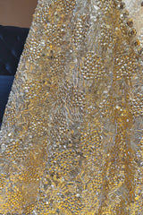 Golden Organza Designer Lehenga