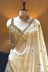 Golden Organza Designer Lehenga