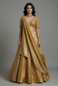 Golden Tissue Silk Plain Lehenga with Sequinned and Beaded Designer Blouse