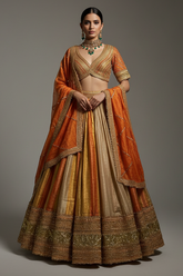 Multi Colored Tissue Organza Lehenga with Lace