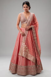 Pink Tissue Sequin Embroidered Lehenga