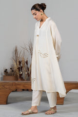 Ivory Cream Muslin Silk Co-Ord Set