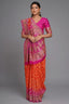 Rani Pink and Orange Bandhej Print Saree in Silk with Contrast Embroidery