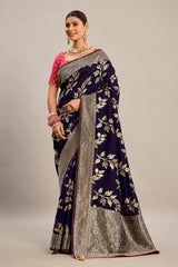 Purple Art Silk Woven Saree
