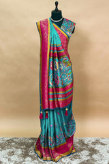 Sky Blue Modal Silk Printed Saree