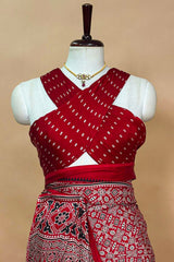 Maroon Modal Silk Ajrakh Printed Saree