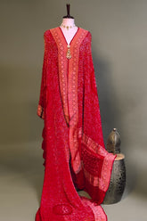 Red Georgette Traditional Rai Bandhej Saree