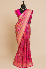 Rani Pink Silk Traditional Woven Saree