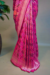 Rani Pink Silk Traditional Woven Saree