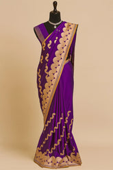 Royal Purple Silk Geometric Weaving Traditional Saree