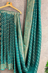 Teal Green Semi Silk Woven Saree with Swarovski Work