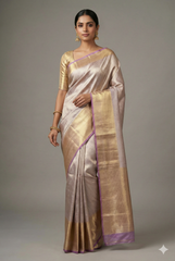 Golden Kanchipuram Tissue Silk Woven Saree