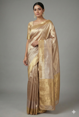 Golden Kanchipuram Tissue Silk Woven Saree
