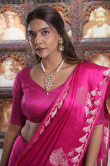 Rani Pink Mango Silk Bird Motif Saree
