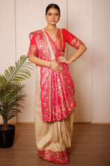 Cream Uppada Silk All Over Woven Traditional Saree