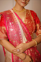 Cream Uppada Silk All Over Woven Traditional Saree