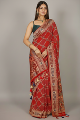 Multi Colored Georgette Meenakari Weaving Saree