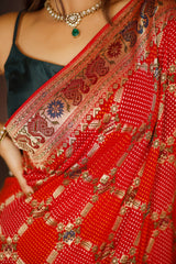 Multi Colored Georgette Meenakari Weaving Saree