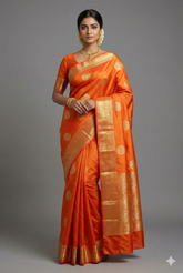 Burnt Orange Kanchipuram Tissue Silk Woven Saree