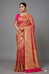 Rani Pink Kanchipuram Tissue Silk Woven Saree