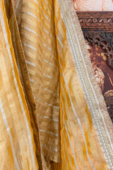 Yellow Tissue Woven Saree with Lace Work