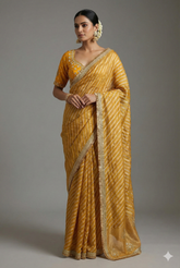 Yellow Tissue Woven Saree with Lace Work