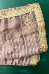 Purple Tissue Woven Saree with Lace Work