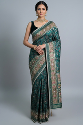 Green Silk Traditional Woven Patola Saree with Cutdana and Beads Work