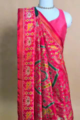 Green Art Silk Saree with Patola Border and Contrast Pallu