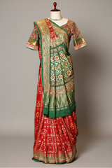 Maroon Gaji Silk Traditional Gharchola Saree with Embroidery