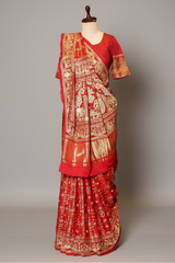 Maroon Gaji Silk Traditional Gharchola Saree with Embroidery
