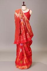 Red Silk Traditional Paithani Woven Saree