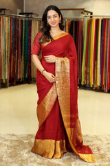 Maroon Linen Saree