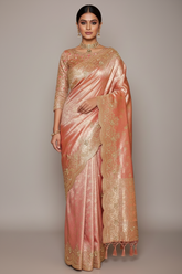 Light Pink Kanchipuram Tissue Traditional Woven Saree with Zardosi Work