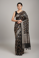 Black Banarasi Silk Woven Saree