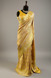 Light Yellow Silk All Over Woven Saree