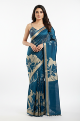 Blue Silk Saree with Zari Weaving