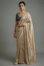 Golden Tissue Silk Mirror Applique and Cutdana Worked Saree with Ajrakh Printed Readymade Blouse