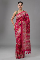 Red Silk Traditional Patola Weave Saree with Handwork