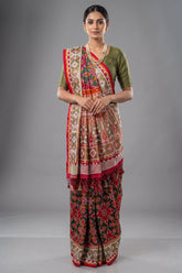Green Silk Traditional Patola Weave Saree with Handwork