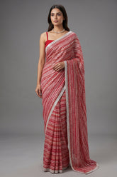 Red Organza Printed Saree