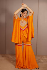 Orange Raw Silk Dori Embroidered Sharara Set